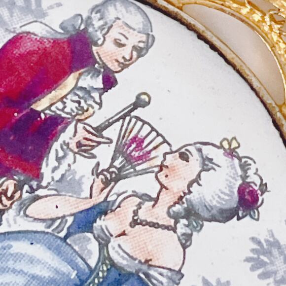 VTG 1950s Pendant Necklace Filigree Enamel French Rococo Style Prong Set MCM - Picture 2 of 13